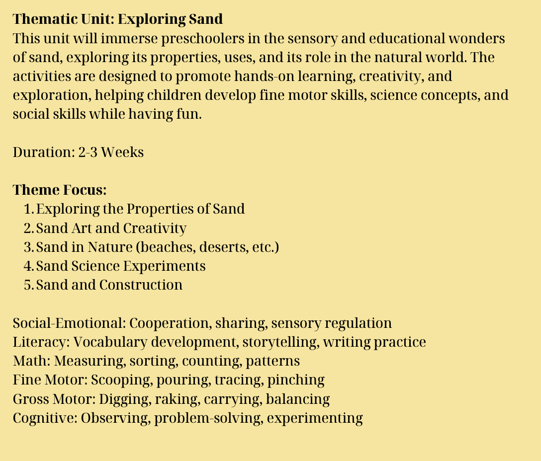 Exploring Sand Preschool Unit | Sensory & Science Thematic Lessons